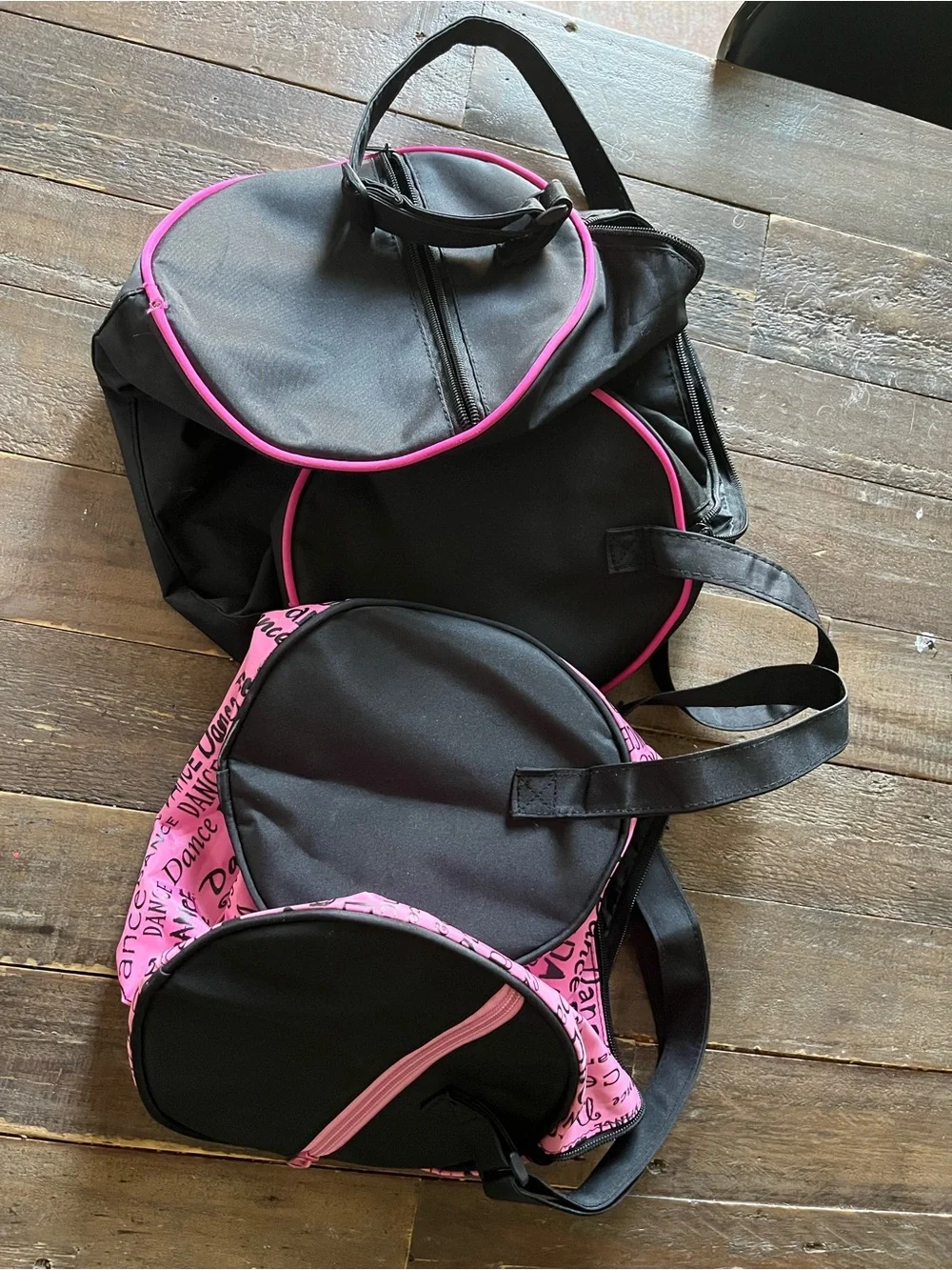 Dance Print Pink and Black Ballet/Dance Bag Set (2)